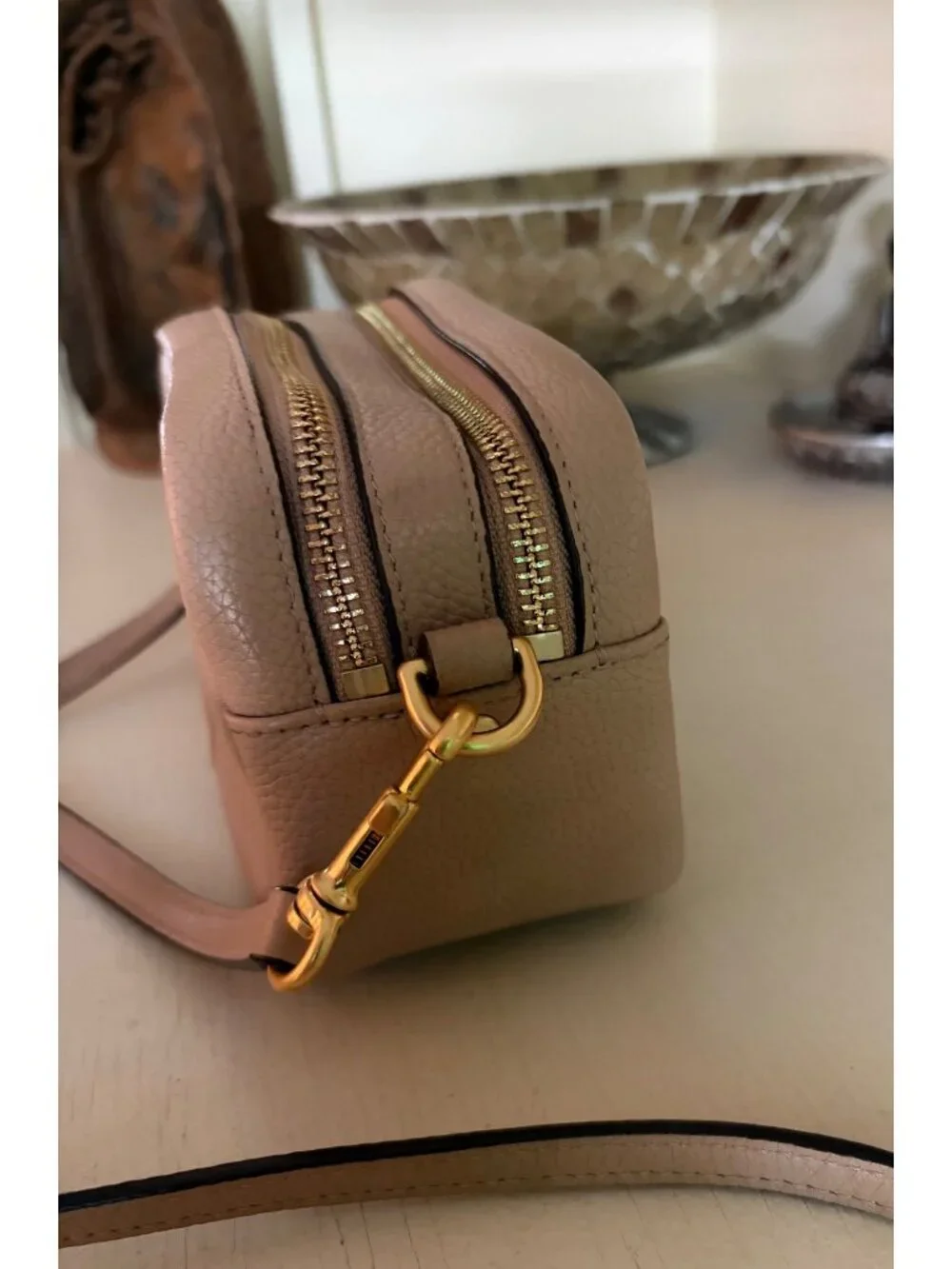 Tory Burch Perry Bombe Beige Crossbody Camera Handbag